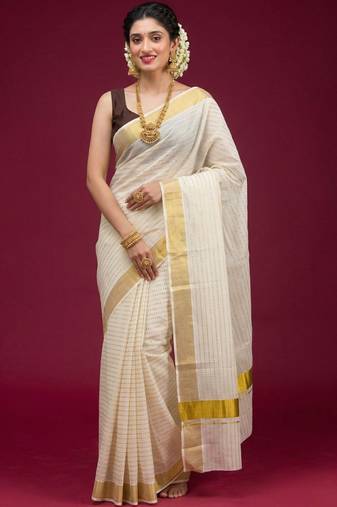 Pure Cotton Kasavu Saree