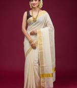 Pure Cotton Kasavu Saree