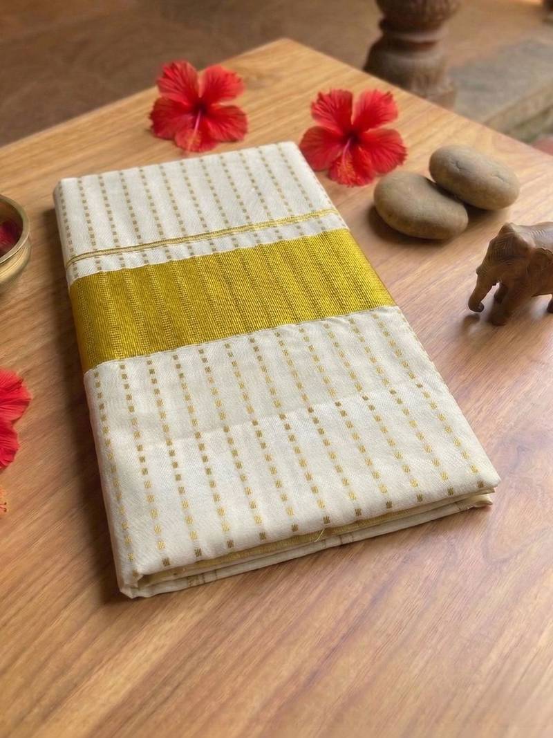 Pure Cotton Kasavu Saree