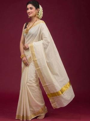 Pure Cotton Kasavu Saree 4