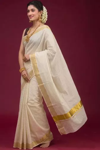 Pure Cotton Kasavu Saree