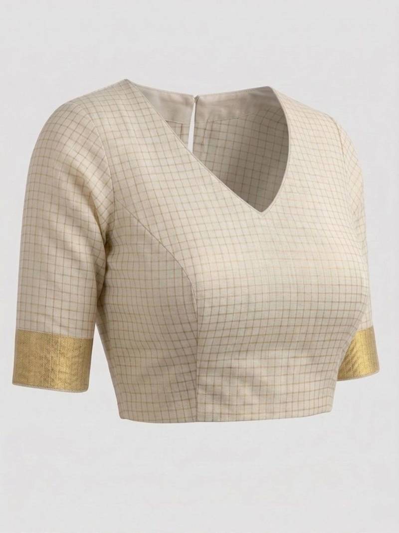 Checked Pure Cotton Designer Kasavu Saree