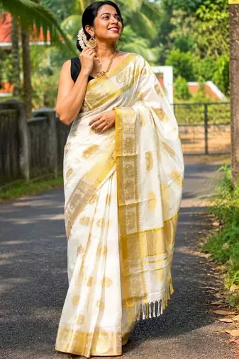 Woven Design Zari Pure Cotton Designer Kasavu Saree