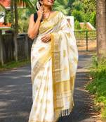 Woven Design Zari Pure Cotton Designer Kasavu Saree