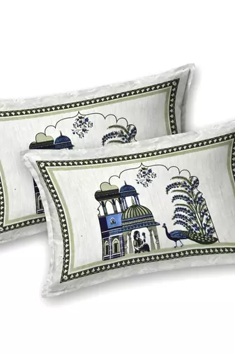Cotton Screen Printed King Size Double Bed Bedsheet with 2 Pillow Covers