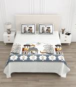 Cotton Screen Printed King Size Double Bed Bedsheet with 2 Pillow Covers