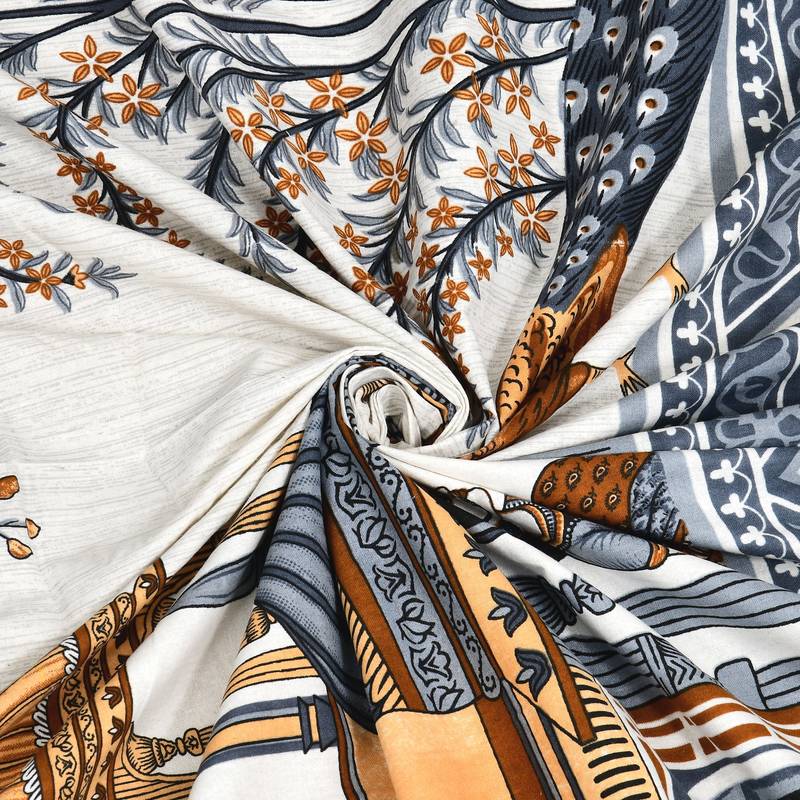 Cotton Screen Printed King Size Double Bed Bedsheet with 2 Pillow Covers