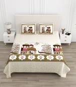 Cotton Screen Printed King Size Double Bed Bedsheet with 2 Pillow Covers