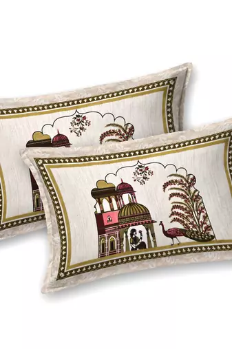 Cotton Screen Printed King Size Double Bed Bedsheet with 2 Pillow Covers