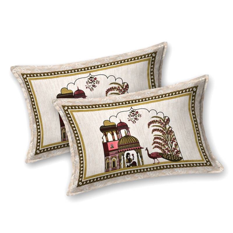 Cotton Screen Printed King Size Double Bed Bedsheet with 2 Pillow Covers