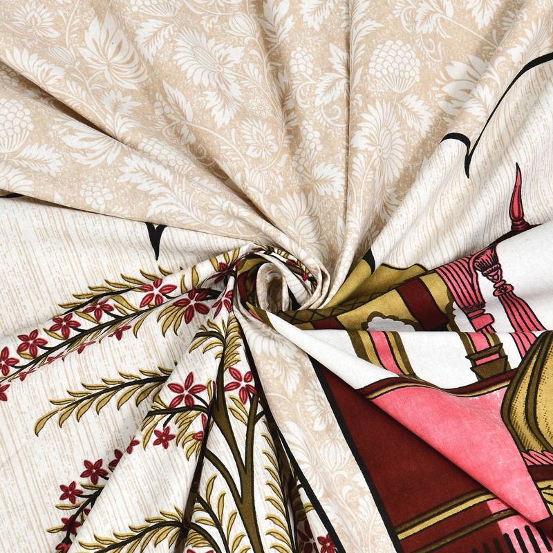 Cotton Screen Printed King Size Double Bed Bedsheet with 2 Pillow Covers