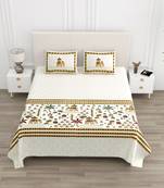Cotton Screen Printed King Size Double Bed Bedsheet with 2 Pillow Covers