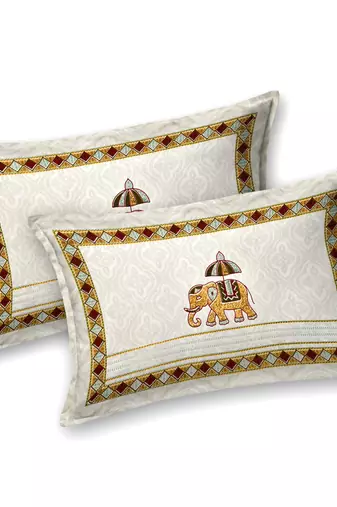 Cotton Screen Printed King Size Double Bed Bedsheet with 2 Pillow Covers