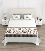 Cotton Screen Printed King Size Double Bed Bedsheet with 2 Pillow Covers