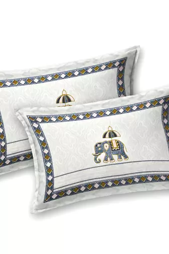 Cotton Screen Printed King Size Double Bed Bedsheet with 2 Pillow Covers
