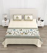 Cotton Screen Printed King Size Double Bed Bedsheet with 2 Pillow Covers