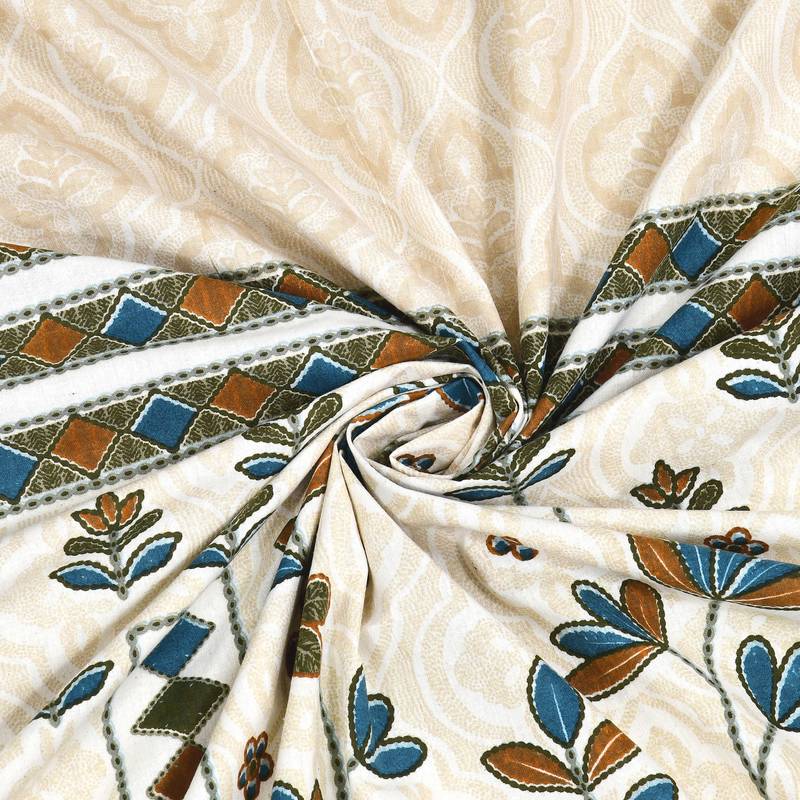 Cotton Screen Printed King Size Double Bed Bedsheet with 2 Pillow Covers