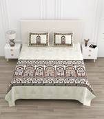 Cotton Screen Printed King Size Double Bed Bedsheet with 2 Pillow Covers