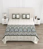 Cotton Screen Printed King Size Double Bed Bedsheet with 2 Pillow Covers