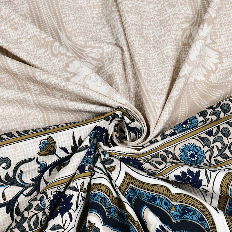 Cotton Screen Printed King Size Double Bed Bedsheet with 2 Pillow Covers