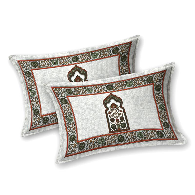 Cotton Screen Printed King Size Double Bed Bedsheet with 2 Pillow Covers