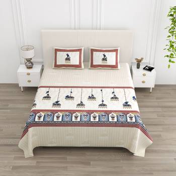 Cotton Screen Printed King Size Double Bed Bedsheet with 2 Pillow Covers 1