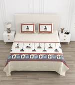 Cotton Screen Printed King Size Double Bed Bedsheet with 2 Pillow Covers