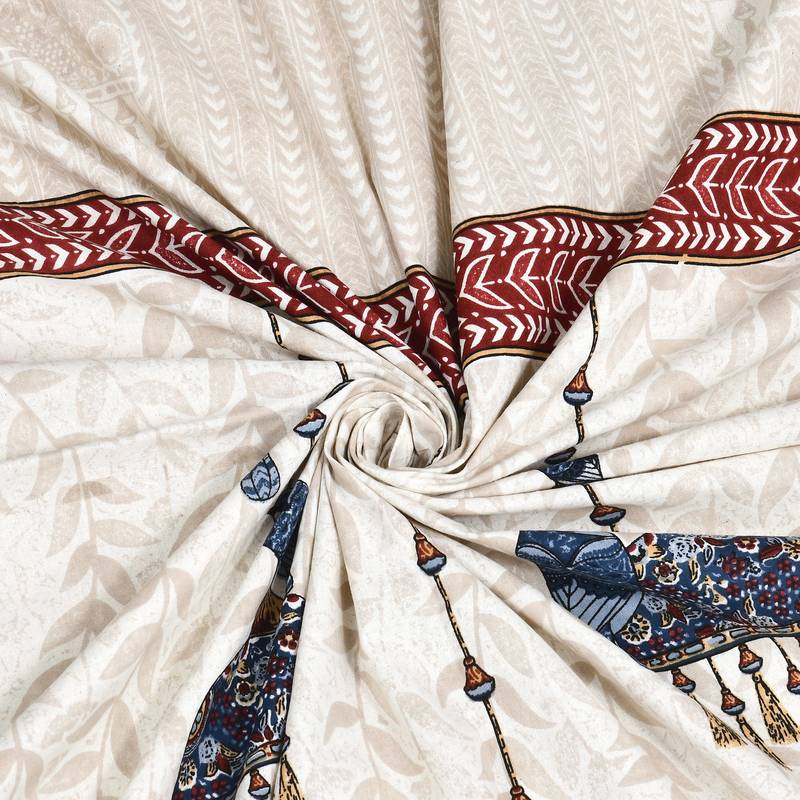Cotton Screen Printed King Size Double Bed Bedsheet with 2 Pillow Covers