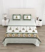 Cotton Screen Printed King Size Double Bed Bedsheet with 2 Pillow Covers