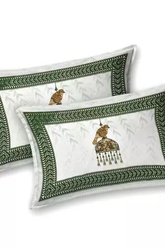 Cotton Screen Printed King Size Double Bed Bedsheet with 2 Pillow Covers