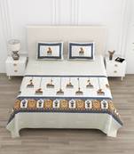 Cotton Screen Printed King Size Double Bed Bedsheet with 2 Pillow Covers