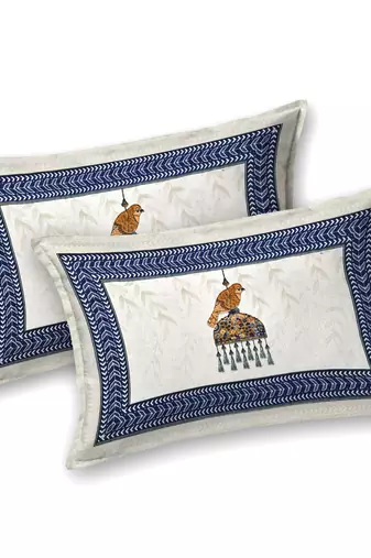 Cotton Screen Printed King Size Double Bed Bedsheet with 2 Pillow Covers