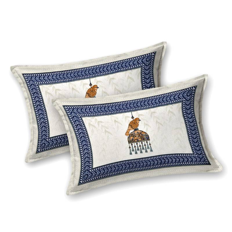 Cotton Screen Printed King Size Double Bed Bedsheet with 2 Pillow Covers
