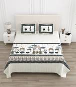 Cotton Screen Printed King Size Double Bed Bedsheet with 2 Pillow Covers
