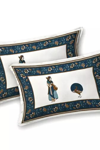 Cotton Screen Printed King Size Double Bed Bedsheet with 2 Pillow Covers