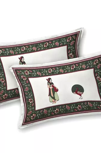 Cotton Screen Printed King Size Double Bed Bedsheet with 2 Pillow Covers