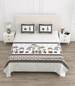 Cotton Screen Printed King Size Double Bed Bedsheet with 2 Pillow Covers