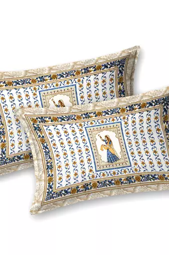 Cotton Screen Printed King Size Double Bed Bedsheet with 2 Pillow Covers