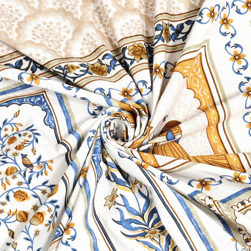 Cotton Screen Printed King Size Double Bed Bedsheet with 2 Pillow Covers