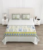 Cotton Screen Printed King Size Double Bed Bedsheet with 2 Pillow Covers