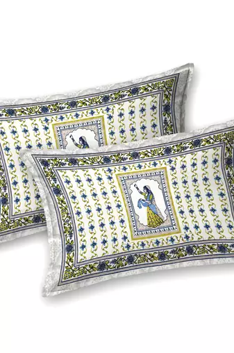 Cotton Screen Printed King Size Double Bed Bedsheet with 2 Pillow Covers
