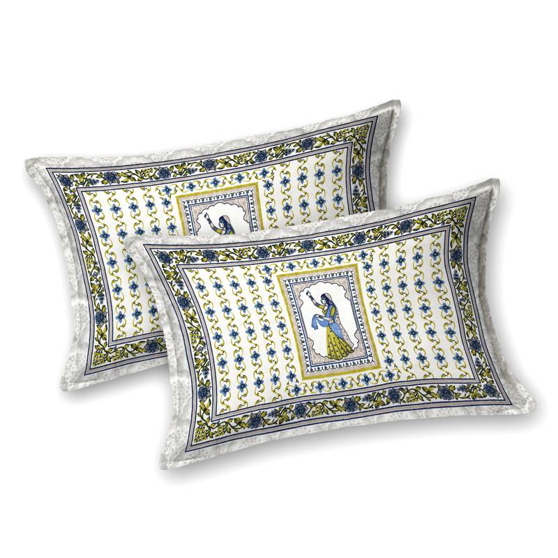 Cotton Screen Printed King Size Double Bed Bedsheet with 2 Pillow Covers