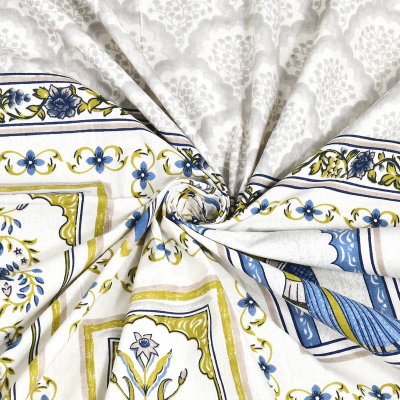 Cotton Screen Printed King Size Double Bed Bedsheet with 2 Pillow Covers