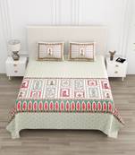 Cotton Screen Printed King Size Double Bed Bedsheet with 2 Pillow Covers