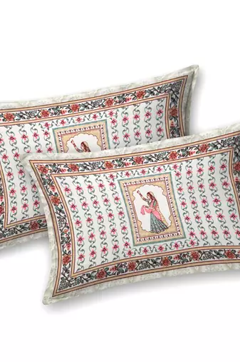 Cotton Screen Printed King Size Double Bed Bedsheet with 2 Pillow Covers