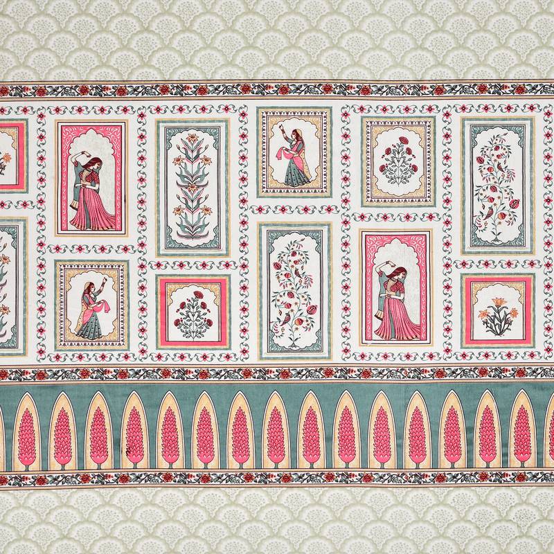 Cotton Screen Printed King Size Double Bed Bedsheet with 2 Pillow Covers