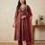 Women floral printed anarkali kurta set with dupatta & pant