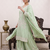 Pastel pista green embroidered kurti set