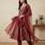 Women floral printed anarkali kurta set with dupatta & pant