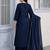 Deep blue embroidered kurta set with pants & lace work dupatta